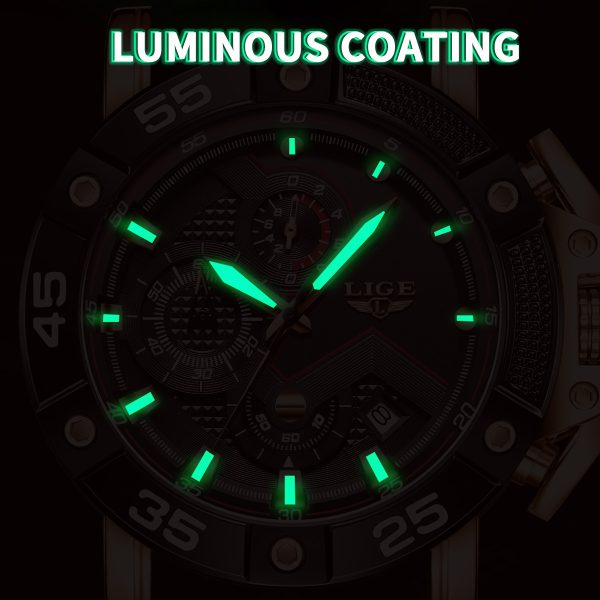 LIGE Multifunctional Chronograph Waterproof Calendar Watch for Men - Image 4