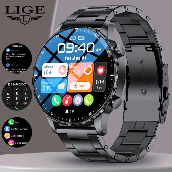 New Design LIGE Multifunctional AI Voice Assistant Bluetooth Calling Waterproof Smartwatch - Image 8