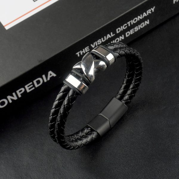 Beaded Leather Alloy X Bracelet - Image 2