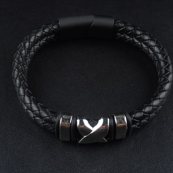 Beaded Leather Alloy X Bracelet - Image 3
