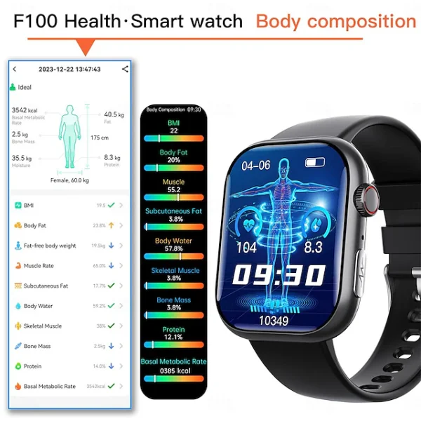 ECG Heartrate Blood Pressure Blood Sugar Monitoring AI Medical Grade Smartwatch - Image 3